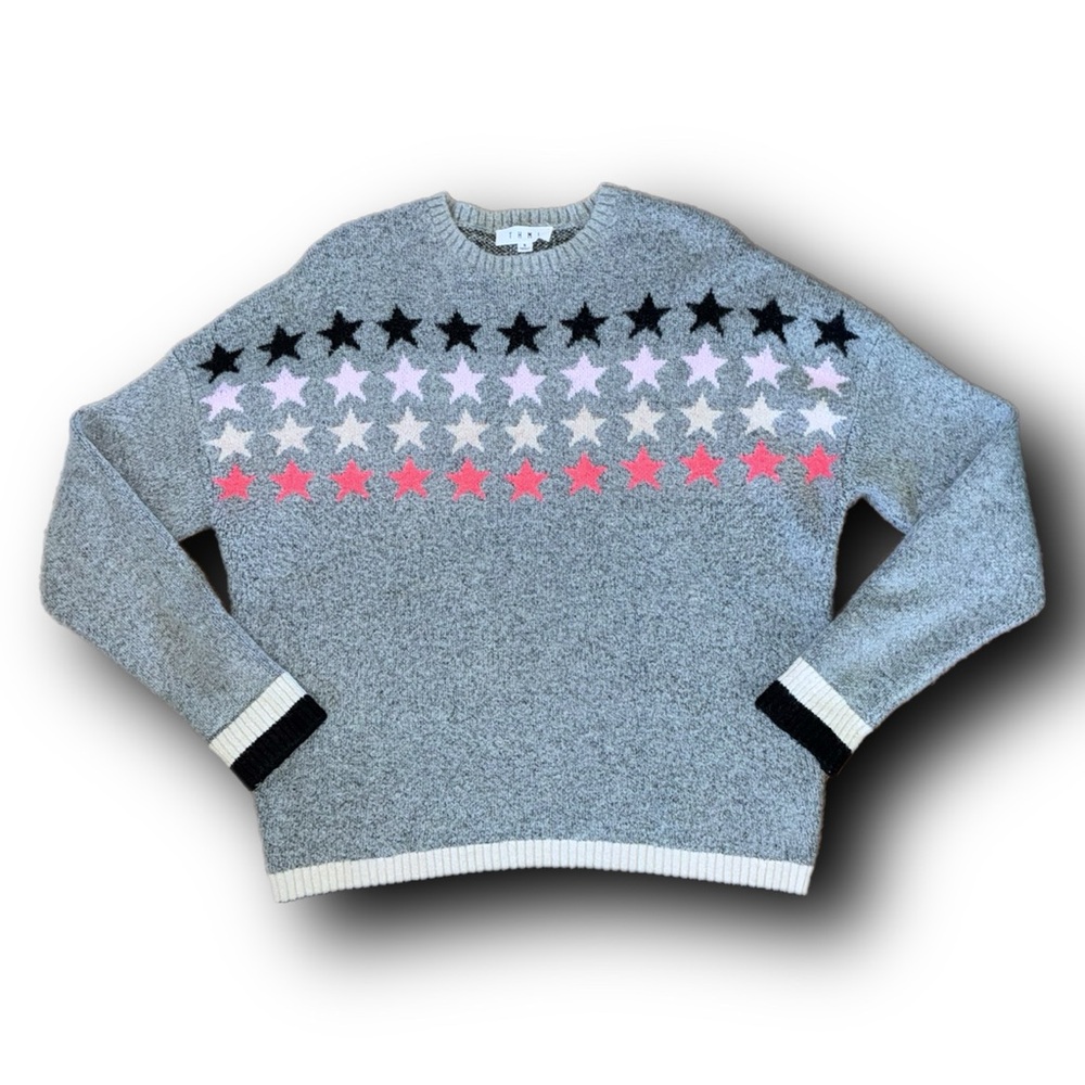 Anthropologie THML Star Pattern Crew Neck Oversized Pullover Sweater Preppy